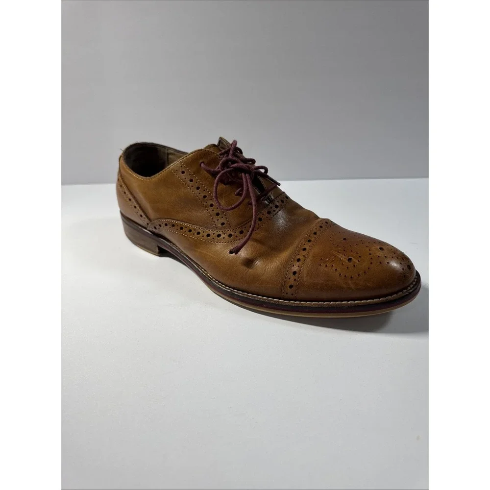 Johnston & Murphy 20-8682 Conard Mens 9.5M Brown Leather Lace Up Cap Toe Shoe
